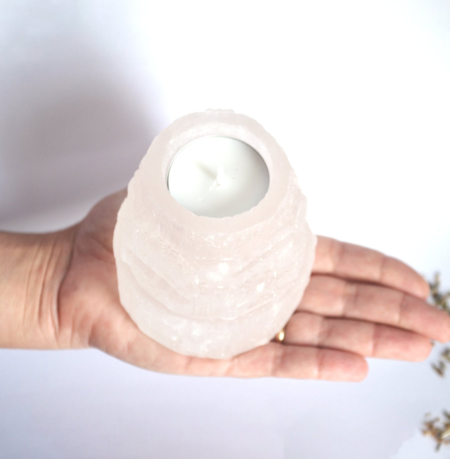 PORTA VELAS SELENITA - SERENIDAD Y CONEXIÓN ESPIRITUAL